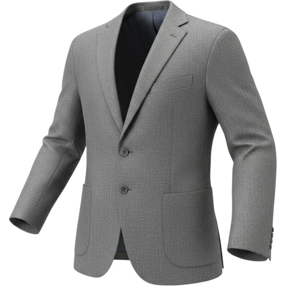 Jos. A. Bank 42 Short Tailored Fit Grey Herringbone 100% Wool Sport Coat Blazer